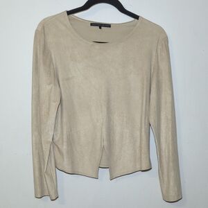 Vintage Jeffery Halper Chic Beige Long Sleeve Blouse Sueded Women's Size L
